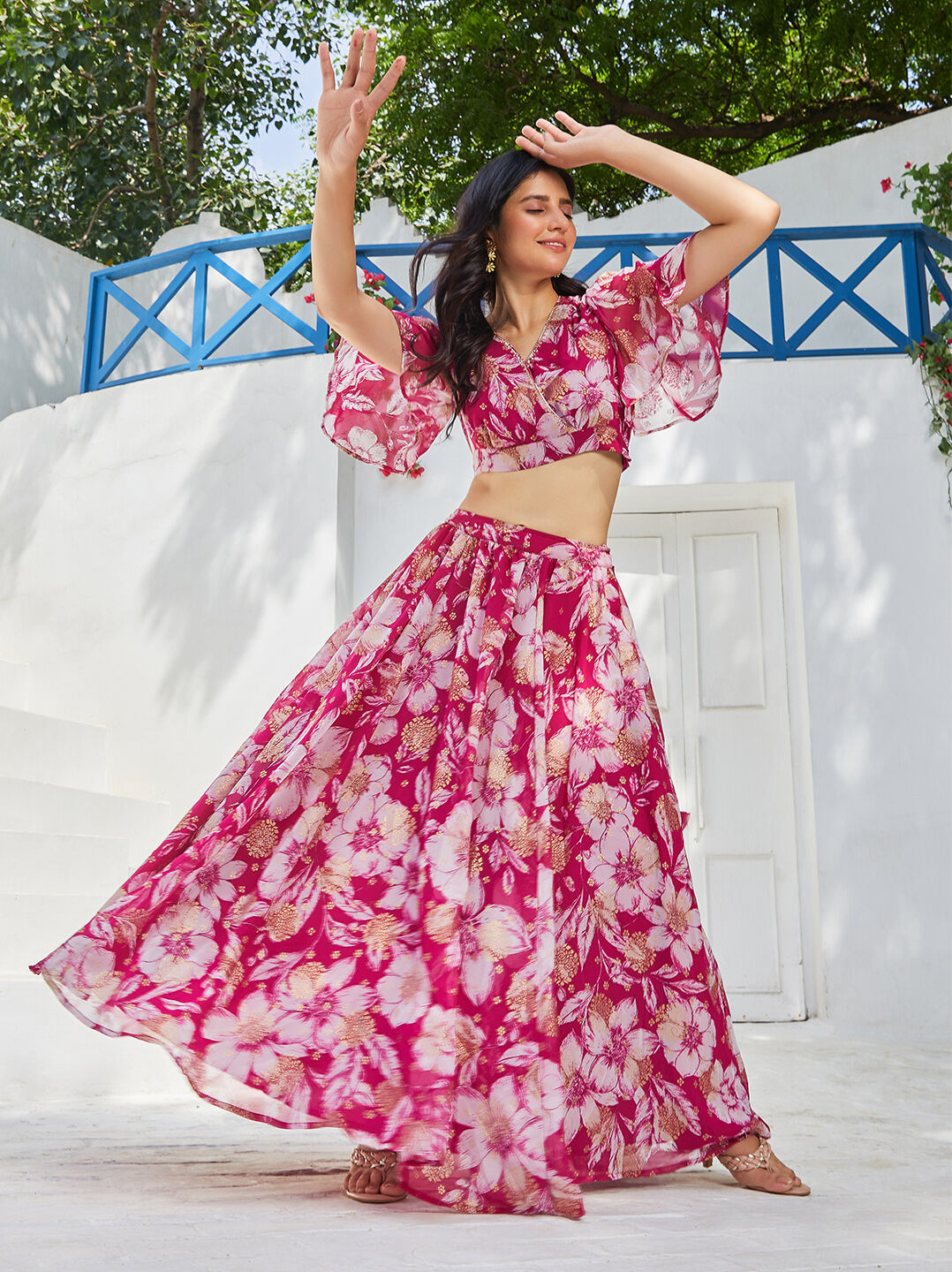 Berry Polyester Straight Printed 2 Piece Set image number 0