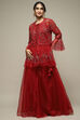 Red Nylon Straight Kurta Sharara Suit Set image number 0