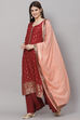 Off White Chanderi Machine Embroidered Unstitched Suit Set image number 3