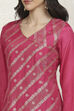 Pink Cotton Printed Embroidered Unstitched Suit Set image number 2