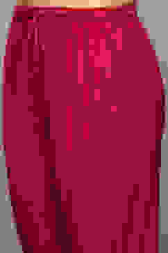 Magenta Poly Brocade Anarkali Yarndyed Kurta Churidar Suit Set image number 2