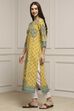 Yellow Cotton Printed Straight Kurta image number 2