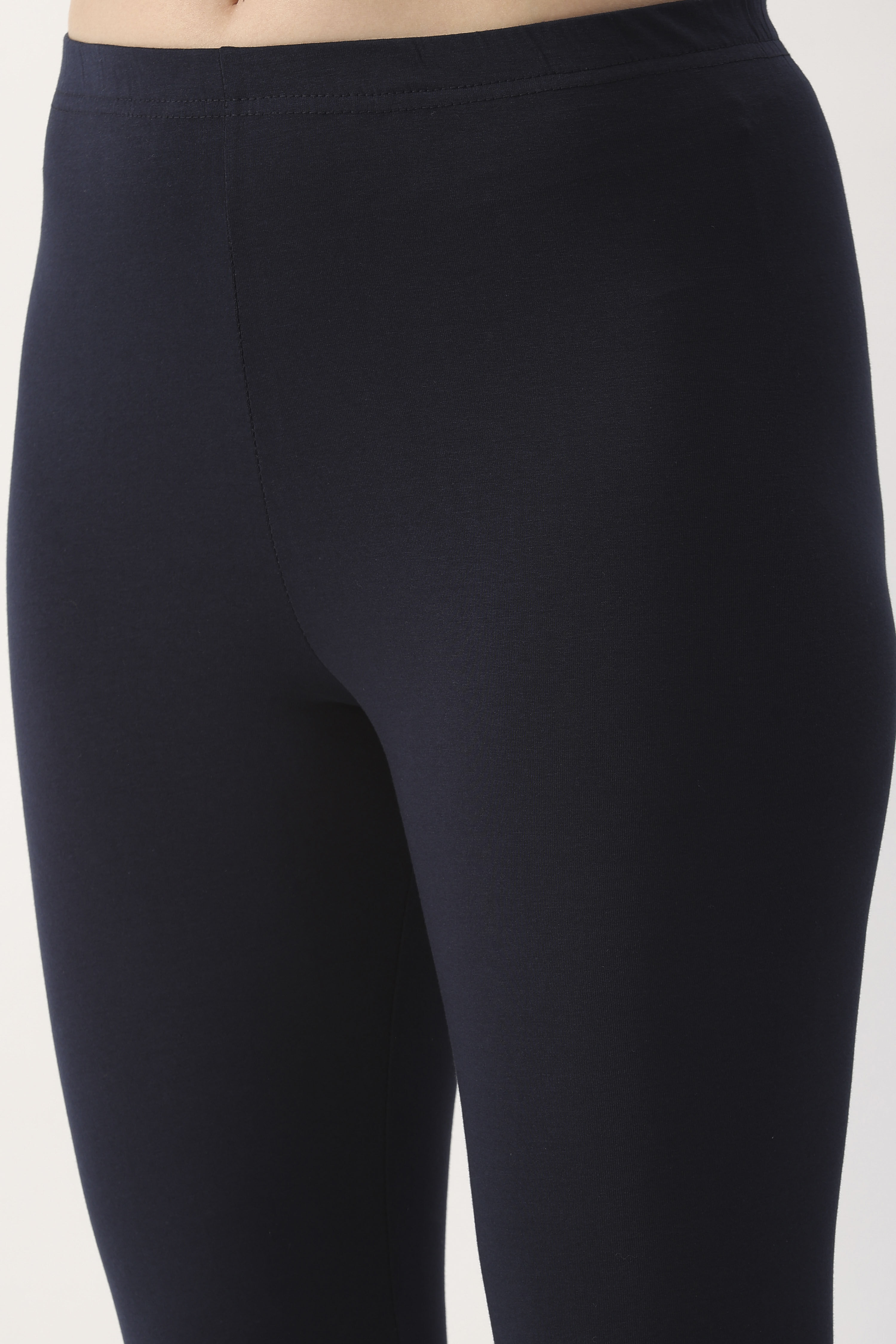 Navy Cotton Lycra Leggings image number 1