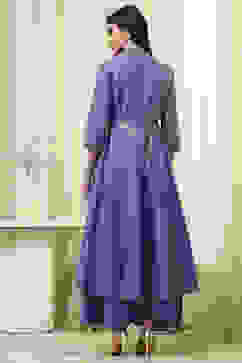 Lavender Cotton Layered Anarkali Dress image number 3