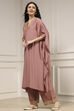 Mauve Solid Kaftan-Style Kurta Set image number 3