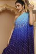 Blue Ombre Pure Chinnon Printed One Shoulder Kurta Set image number 1