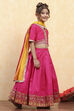 Pink Polyester Yarndyed Fitted Lehenga Set image number 5