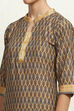 Grey Cotton Handloom Unstitched Suit Set image number 2