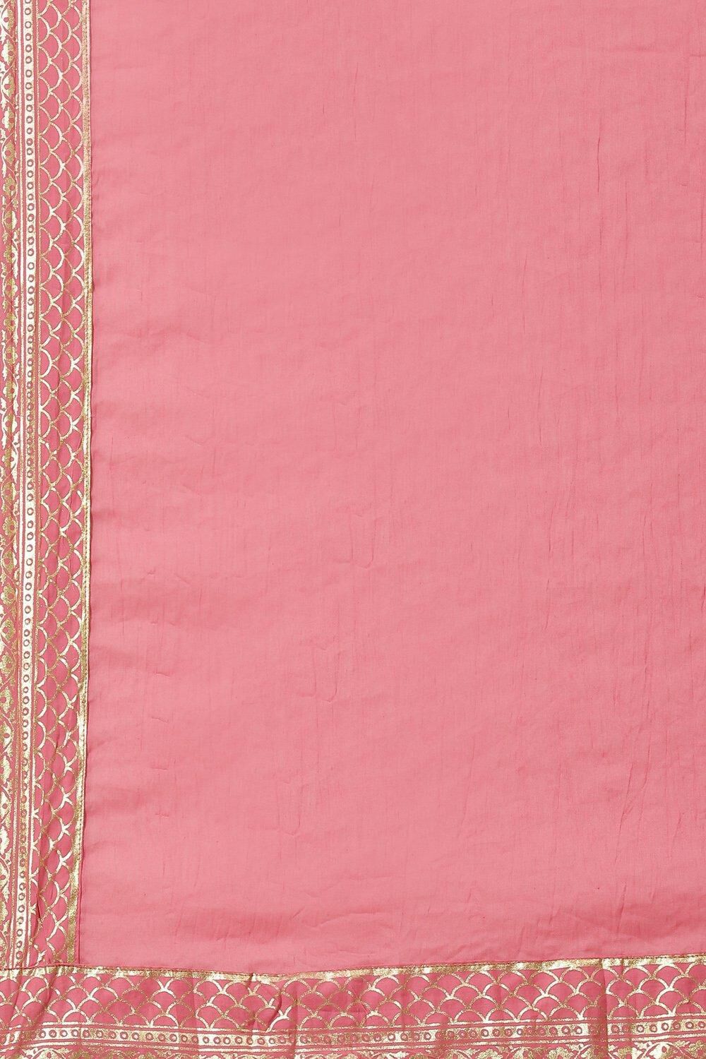 Pink Cotton Anarkali Kurta Churidar Suit Set image number 4