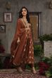 Brown Pure Banarasi Brocade Kalidar Suit Set image number 5