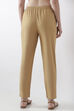 Beige Cotton Slim Pants image number 5