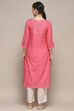 Aqua Blue Voile Straight Kurta Palazzo Suit Set image number 5