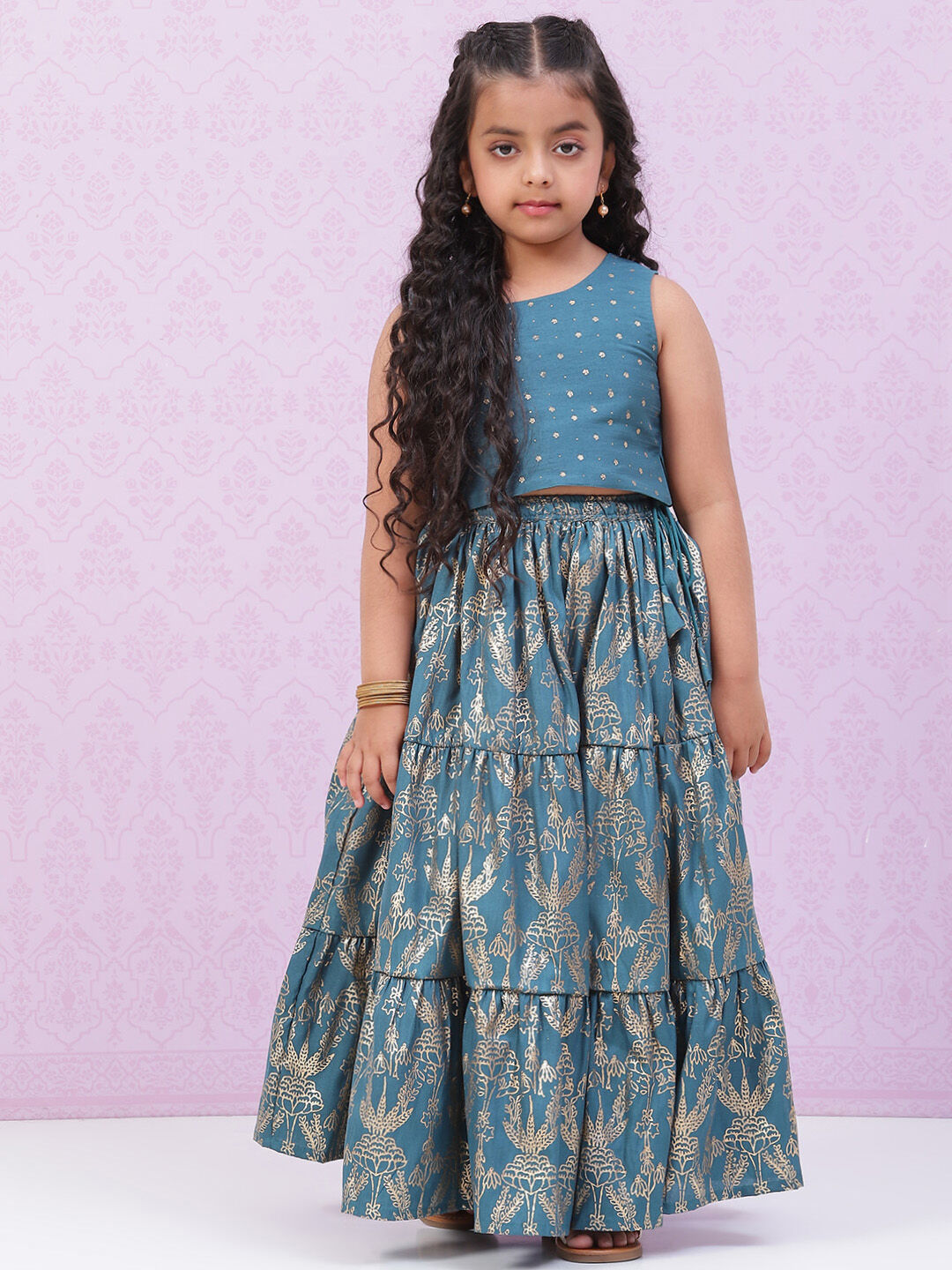 Blue Art Silk Lehenga Set image number 5