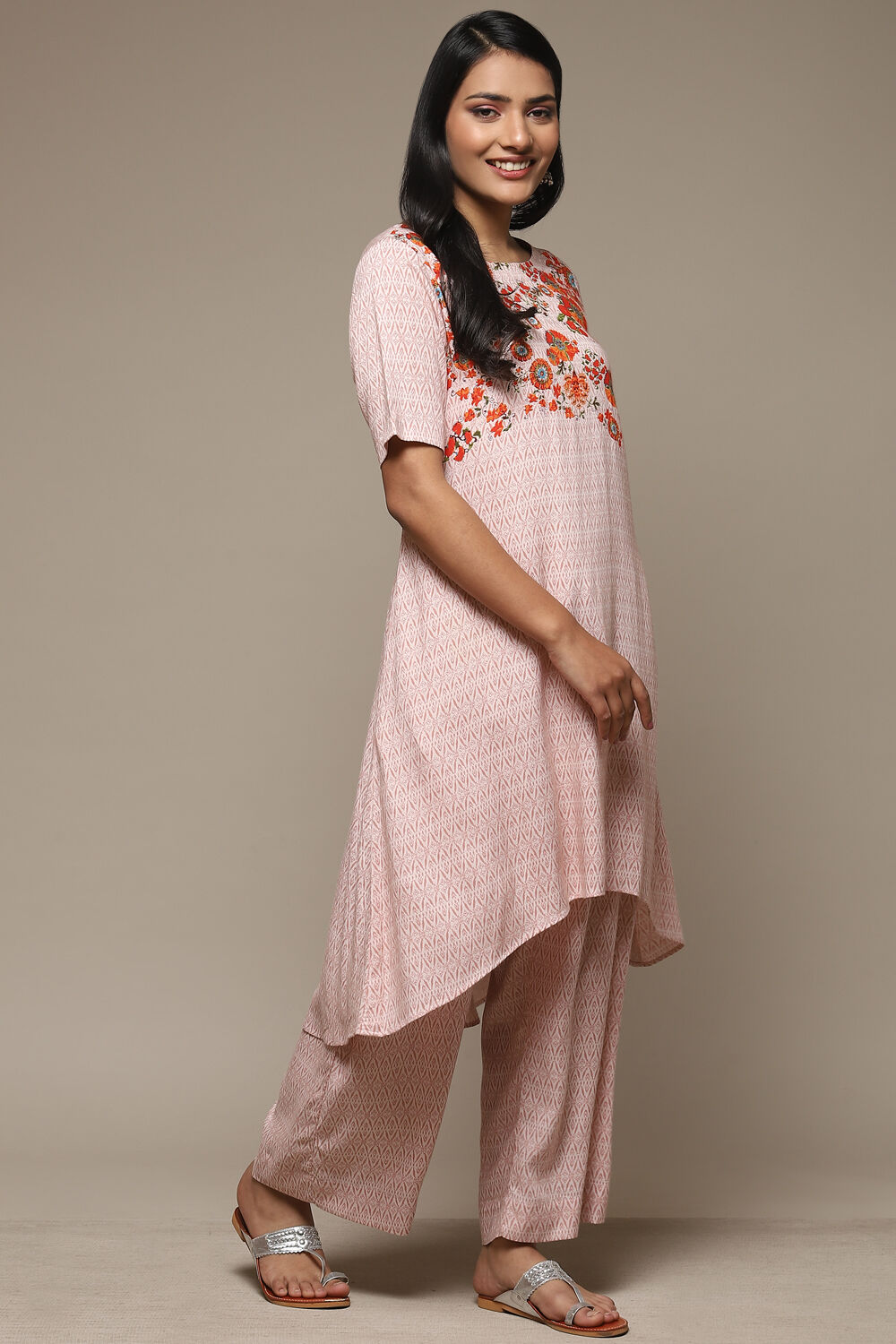 Indigo Rayon Asymmetric Kurta Palazzo 2 Piece Set image number 5