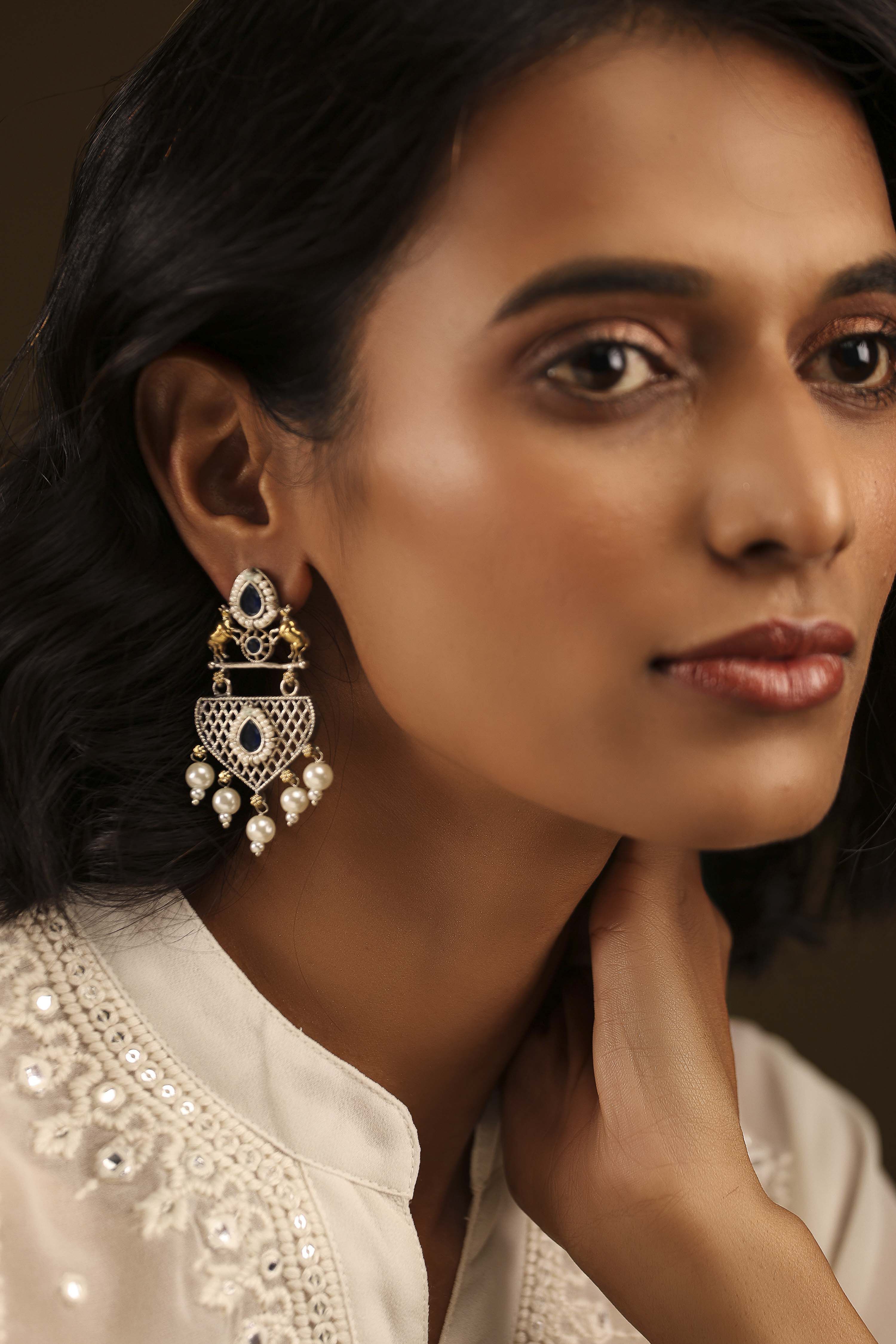 Navy Brass Drop & Danglers image number 3