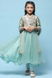 Ivory Cotton Blend Anarkali With Jacket Printed Suit Set image number 7