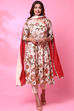 Multicolor Cotton Kalidar Kurta Slim Pant Suit Set