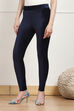 Burgundy Cotton Solid Jeggings image number 2
