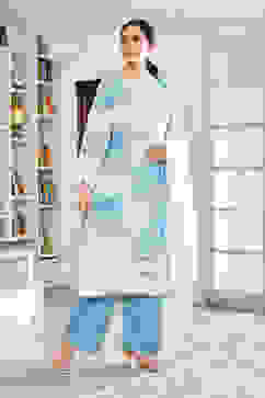 Blue Cotton Blend Digital Print Unstitched Suit Set  image number 4