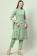 Green Crepe Unstitched Suit Set image number 0