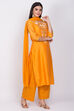 Blue Poly Cotton Straight Kurta Palazzo Suit Set image number 3