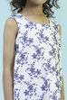 White and Blue Cotton Embroidered Straight Kurta Set image number 1