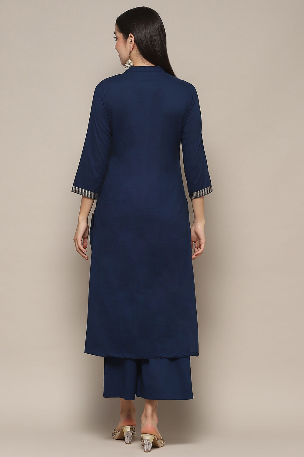 Deep Red Cambric Relaxed Kurta Palazzo Suit Set image number 5