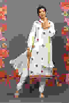 Rohit Bal Off White Cotton Blend Straight Kurta Suit Set image number 0