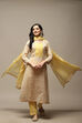 Yellow Cotton Handloom Unstitched Suit Set image number 1