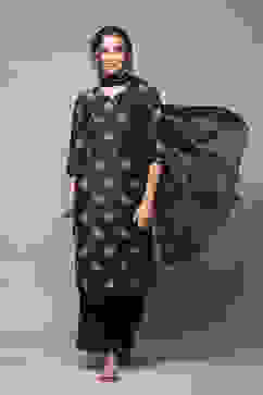 Navy Art Silk Straight Kurta Palazzo Suit Set image number 0