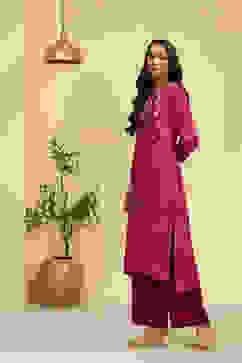 Purple Printed Straight Kurta Set image number 4