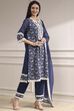 Blue Chanderi Embroidered Straight Suit Set image number 5