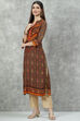 Rust Bottle Green Rayon Straight Printed Kurta image number 2