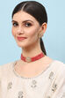 Peach Alloy Necklace Set image number 1