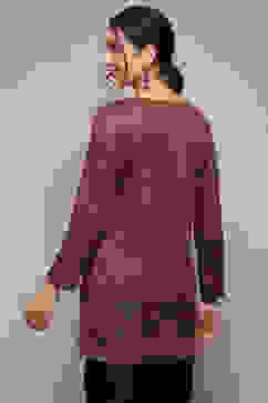 Red Poly Cotton Straight Printed Kurti image number 3