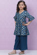 Black Rayon Flared Printed kurta Set image number 2