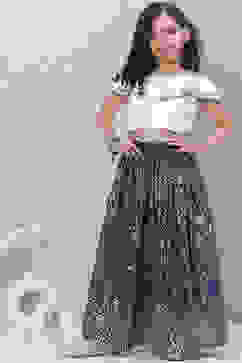 White And Blue Art Silk Flared Lehenga image number 0