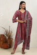 Brown Velvet Digital Print Unstitched Suit Set image number 1