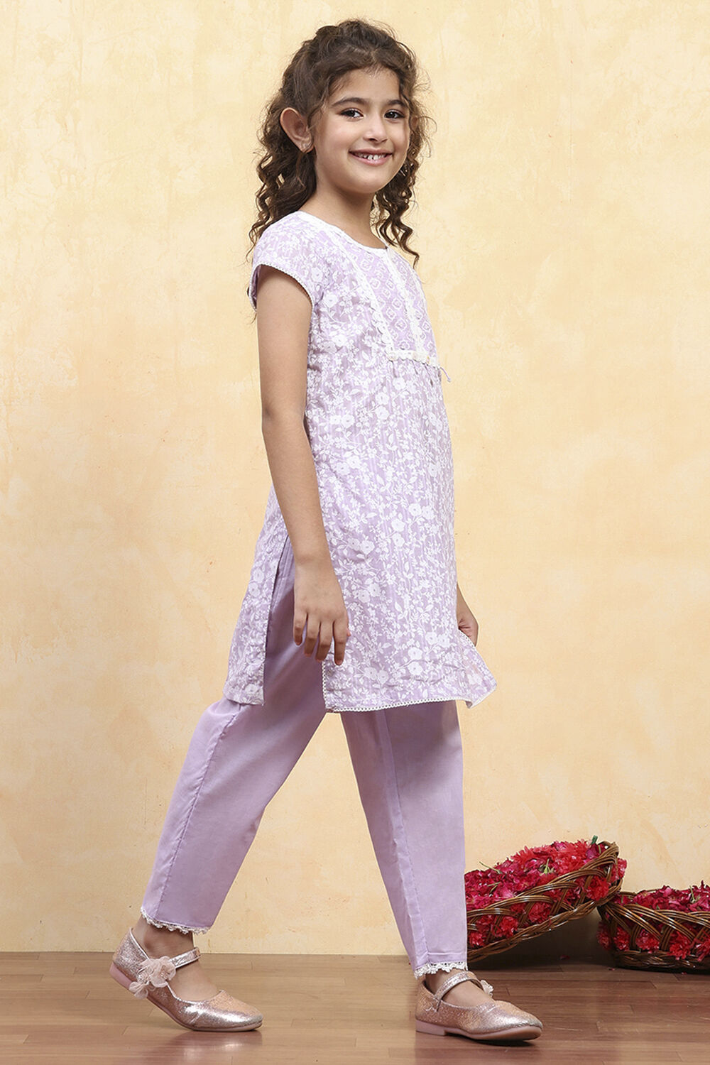 Green Cotton Straight Printed Kurta Pants Set image number 5