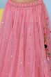 Pink Cotton Mirror Work Embroidered Lehenga Set image number 2