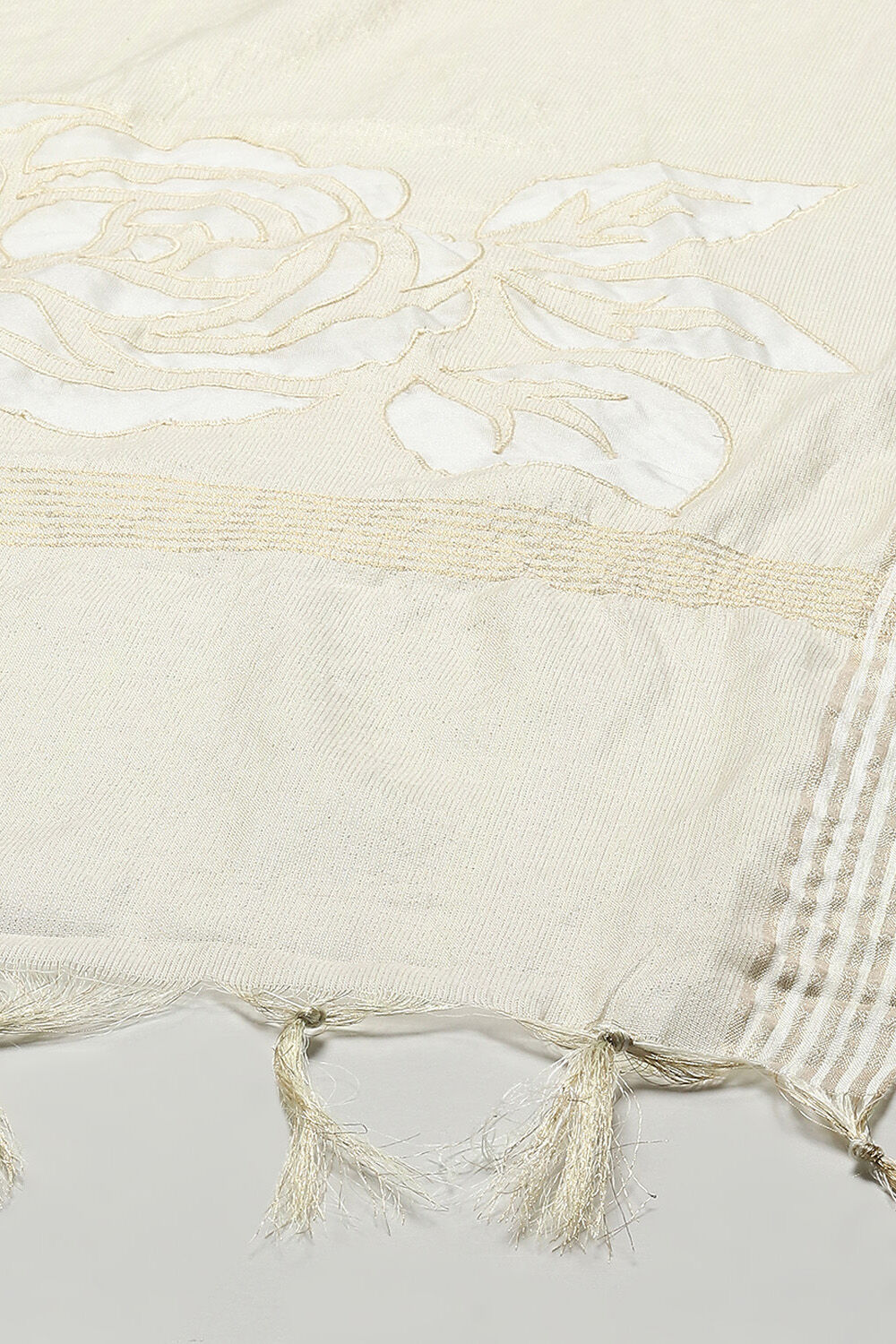 Off White Tissue Unstitched Suit set image number 4