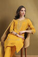 Yellow Embroidered Festive Straight Suit Set image number 7