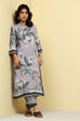 Yellow Floral Printed Shantoon Kurta Pants Set image number 6