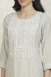 Grey Chanderi Machine Embroidered Unstitched Suit Set image number 2