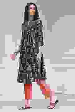 Black Cotton Printed A-Line Kurta image number 2