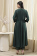 Dark Green Shantoon Printed Anarkali Suit Set image number 4