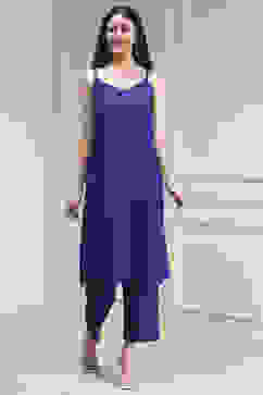 Purple Printed Kaftan Style Kurta Set image number 7