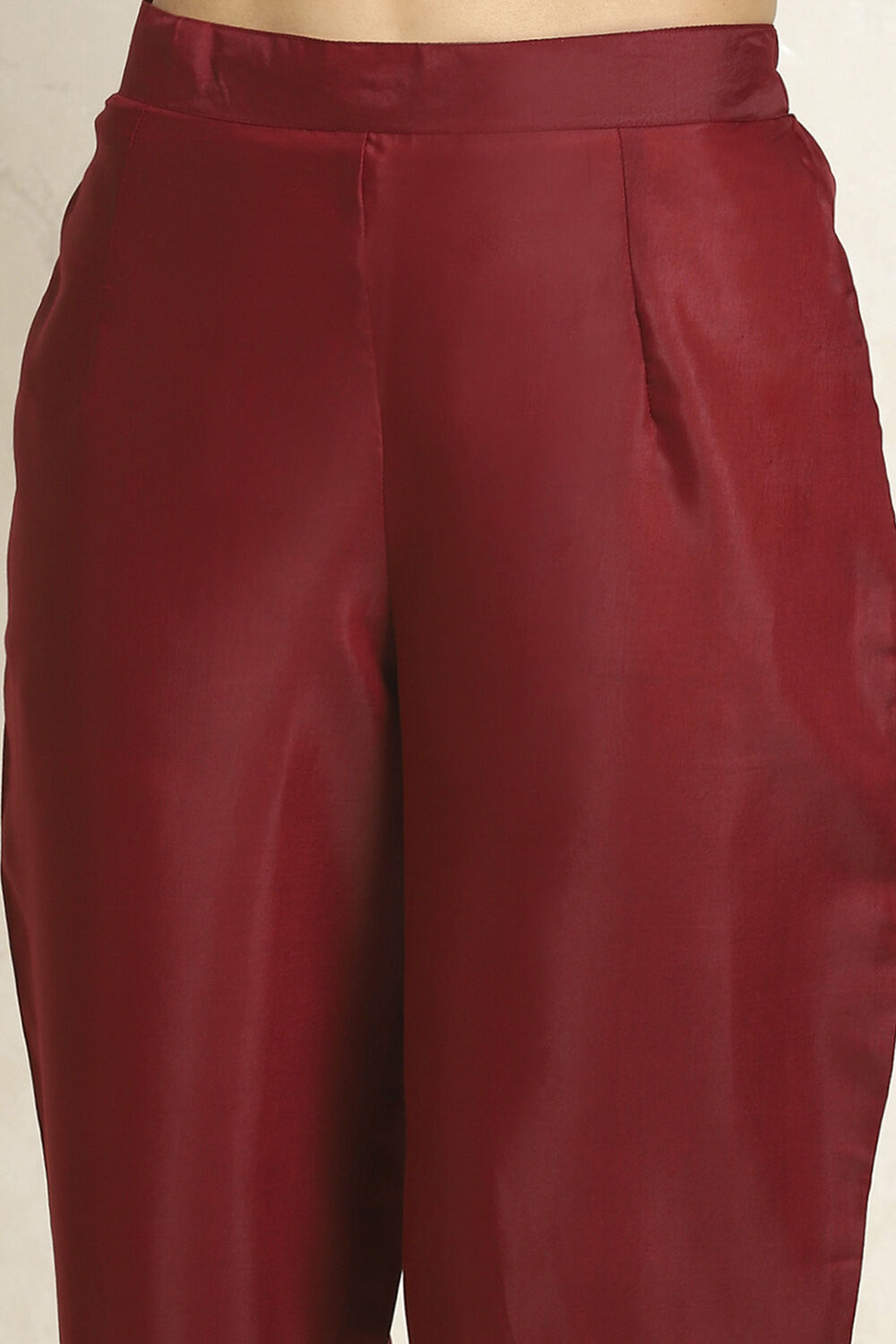 Maroon Chanderi Floral Printed Festive Unstitched Suit Set image number 3