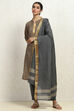 Grey Cotton Handloom Unstitched Suit Set image number 7