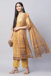 Navy Silk Blend Digital Print Unstitched Suit Set image number 7